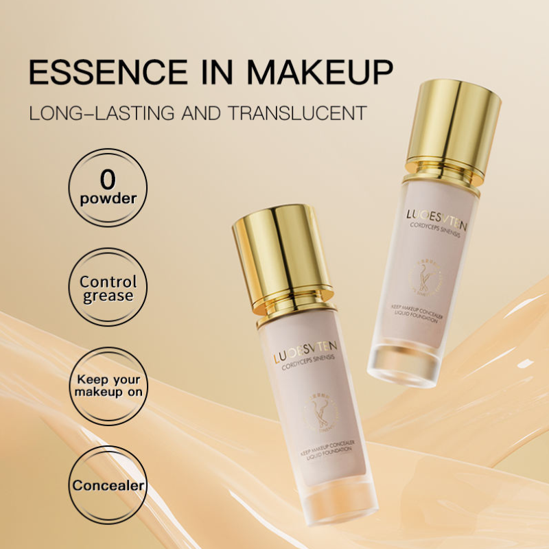 LUCESVTEN Keep Makeup Concealer Liquid Foundation - Long Lasting Translucent Matte Finish with Cordyceps Sinensis